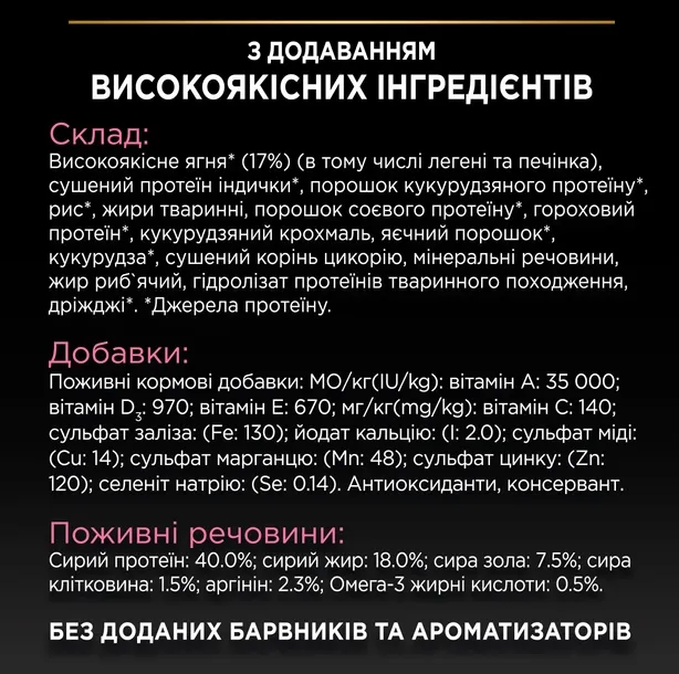 ProPlan Delicate з ягням для котів з чутливою шкірою 1кг