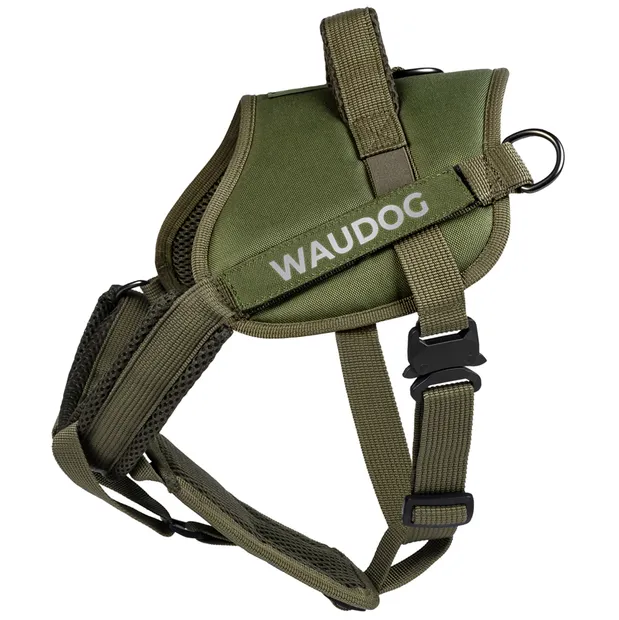 689231 Шлея WAUDOG PRO-2 для службових собак, світловідбивна, метал. фастекс М, B 55-75см хакі