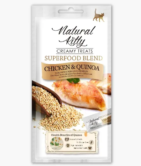 Крем-снек для котів Natural Kitty Creamy Treats Chicken & Quinoa курка & кіноа 4*12г OTU15403