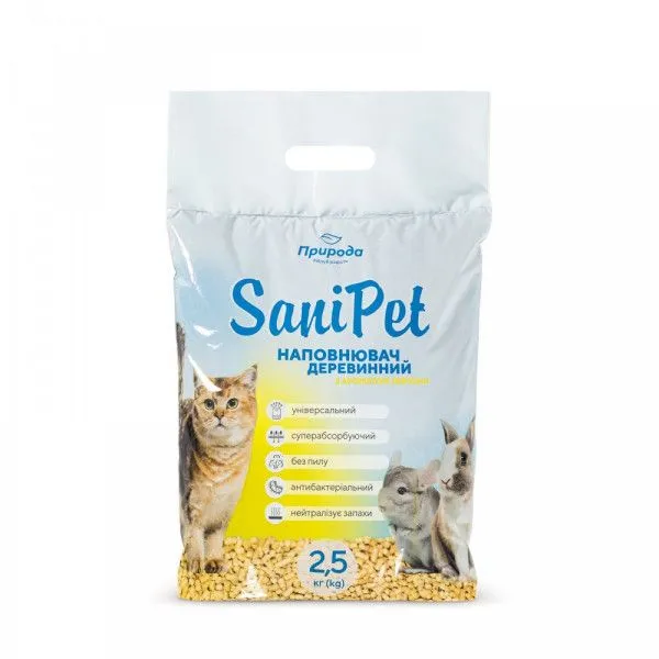 Наповнювач Природа Sani Pet деревний універсальний з аром. лимона 2,5кг