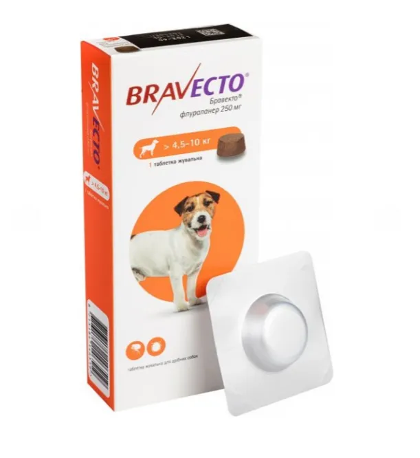 Bravecto (Бравекто) Таблетки жувальні від бліх та кліщів для собак 4,5-10кг