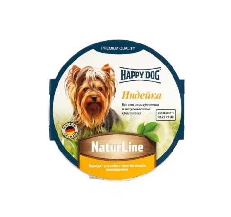 1002726 Happy Dog 85г індичка консервований корм у вигляді паштету для собак