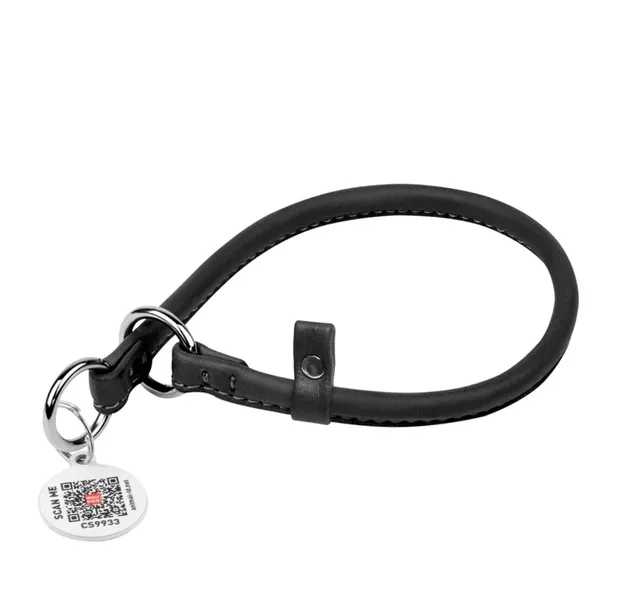 75171 Нашийник-зашморг ривковий WAUDOG Soft з QR паспортом, шкіряний, круглий d 10мм Д 50см чорний