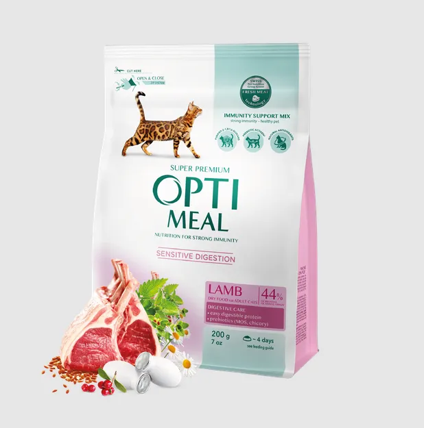 Optimeal+ для котів з чутливим травленням, ягня 0.2кг