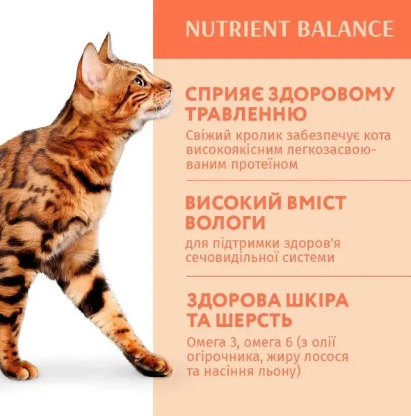 Optimeal+ пауч 85г для котів кролик в біл. соусі