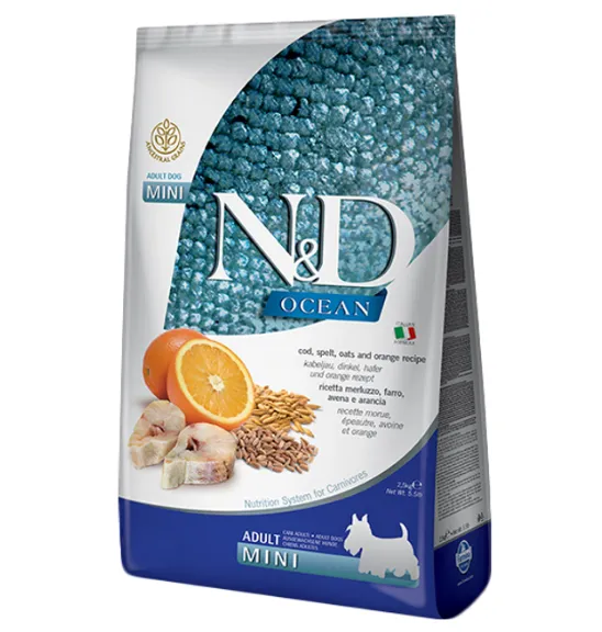 Farmina Dog N&D Low Grain Ocean Adult Mini з тріскою та апельсином 0,8кг 36582