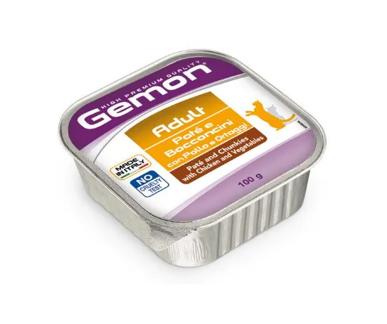 Корм для котів GEMON Chicken/Veg курка/овочі шматочки в соусі 100г
