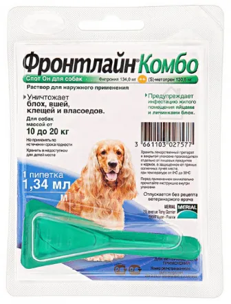 Фронтлайн Комбо Стоп Он монопіпетка від бліх і кліщів для собак від 10 до 20 кг (M)