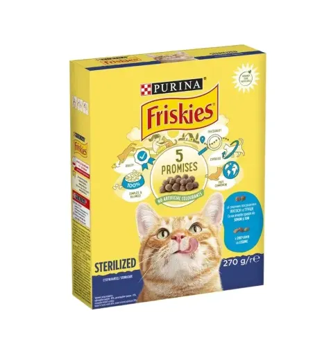 Friskies коробка 270г Лосось та овочі (стерилізовані)