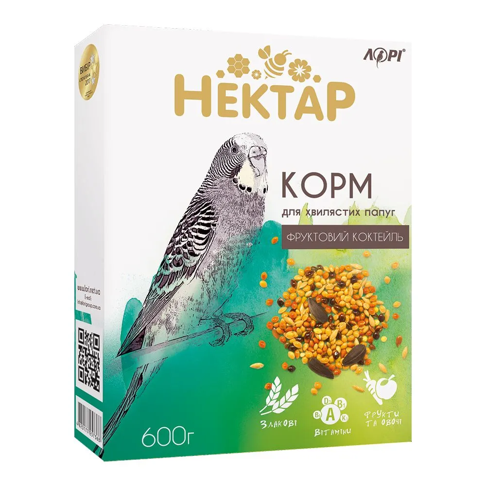 Корм для хвилястих папуг "НЕКТАР" фруктовий коктейль, 600 г