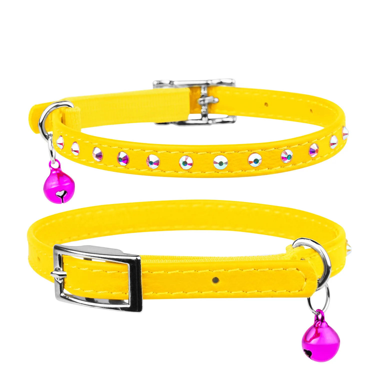 32508 Нашийник "CoLLaR GLAMOUR" з клей.стразами (шир.9мм, довж.18-21см) Жовтий