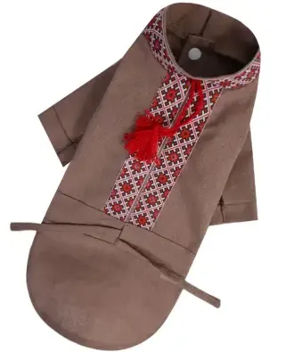 Вишиванка з китицями коричнева 3 RUB-59/3