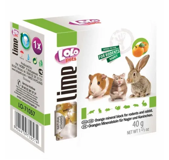 Мінеральний камінь для гризунів Lolopets апельсин 40г 71057