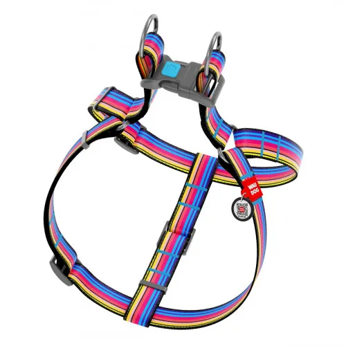 5052 Шлея WAUDOG Nylon з QR паспортом, малюнок "Лінія 1" (ширина 15мм, довжина 40-55см)