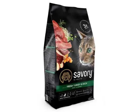 Savory сухий корм для котів індичка/качка 2кг 30051