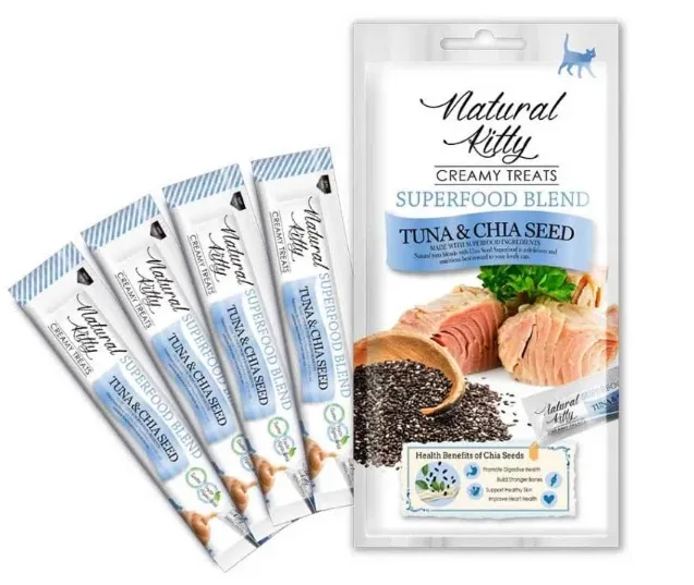 Крем-снек для котів Natural Kitty Creamy Treats Tuna & Chia seed тунець & нас. чіа 4*12г OTU15401