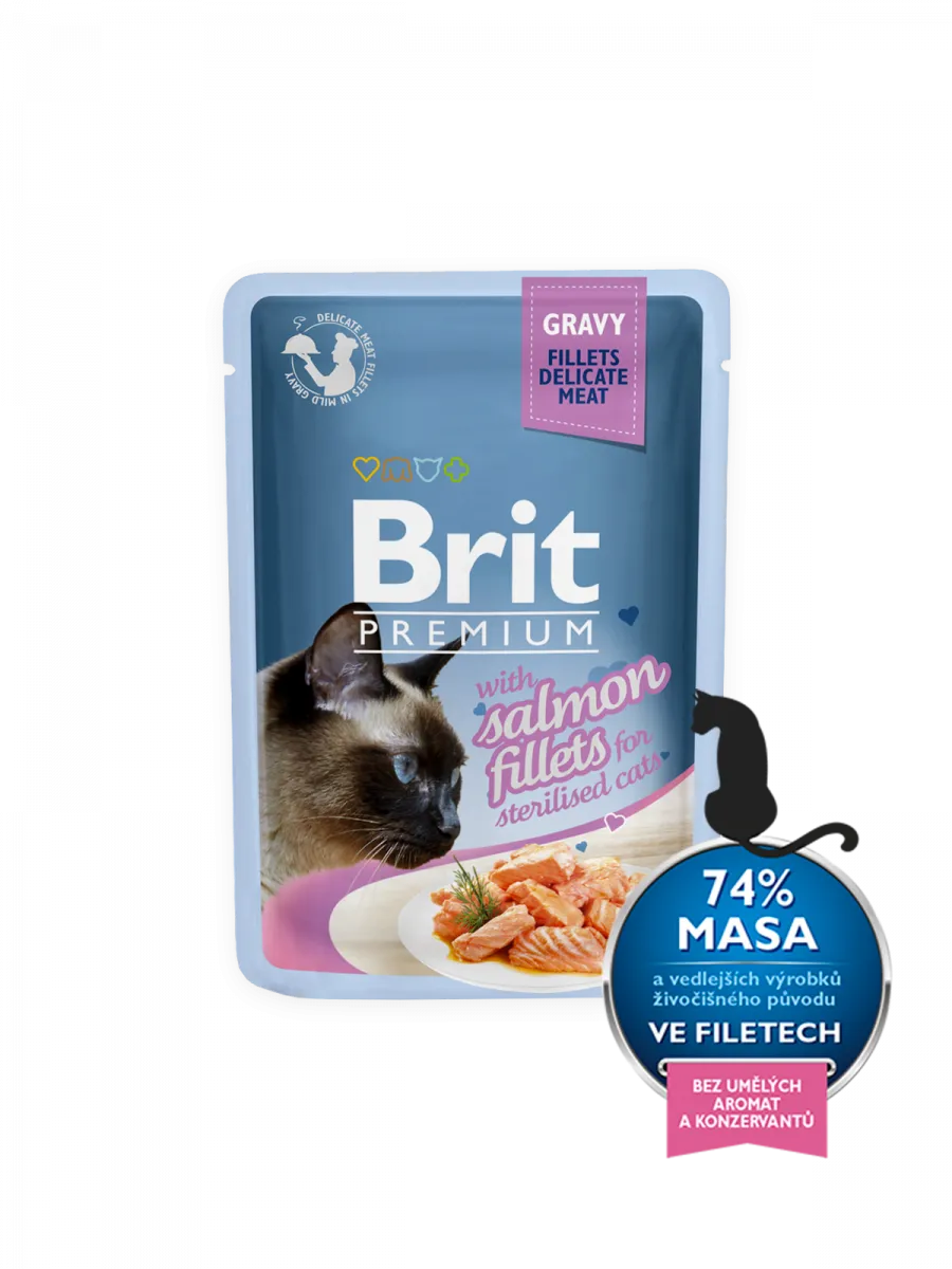 Brit Premium Cat pouch (філе лосося в соусі, для стерилізованих) 85g
