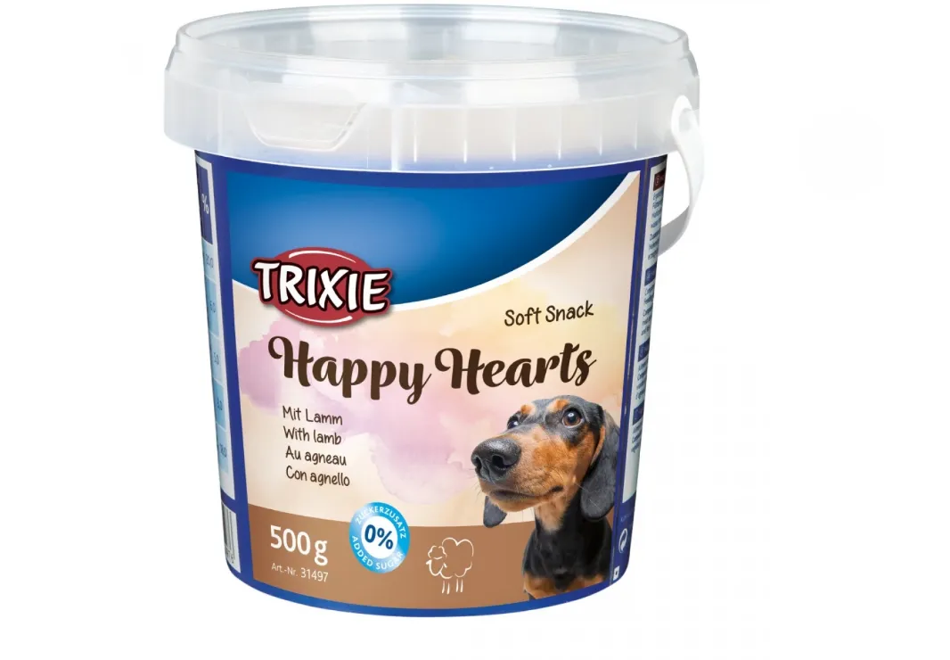 31497 Ласощі для собак Trixie Soft Snack Happy Hearts ягня, рис (відро) 500г
