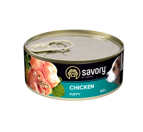 Savory вологий корм для цуценят усіх порід з куркою 100g 30532