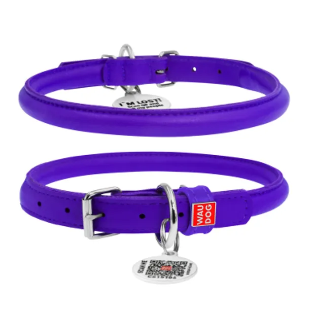 22409 Нашийник WAUDOG Glamour з QR паспортом, круглий Д 8мм Дов 20-25 фіолетовий