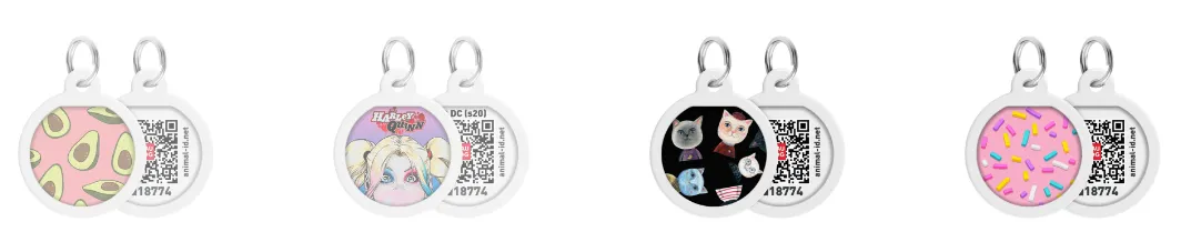 0625 Адресник металевий WAUDOG Smart ID з QR паспортом, малюнок в асорт., круг, Д 25мм