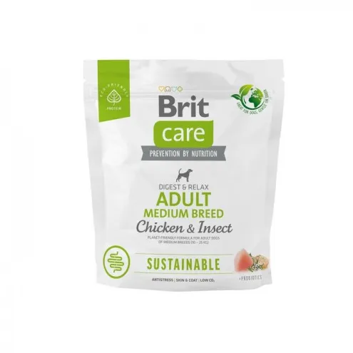Brit Care Sustainable Adult Medium Breed Chicken & Insect Курка & комахи (для собак від 10 до 25кг) 1кг