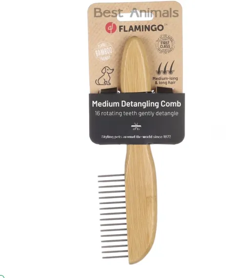 523065 Гребінець Flamingo Bamboo для вичісування бліх 21*3.5см