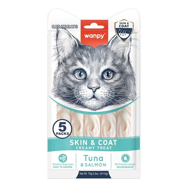 Wanpy Creamy Lickable Treat Skin&Coat рідкі ласощі для краси шкіри та шерсті 14г
