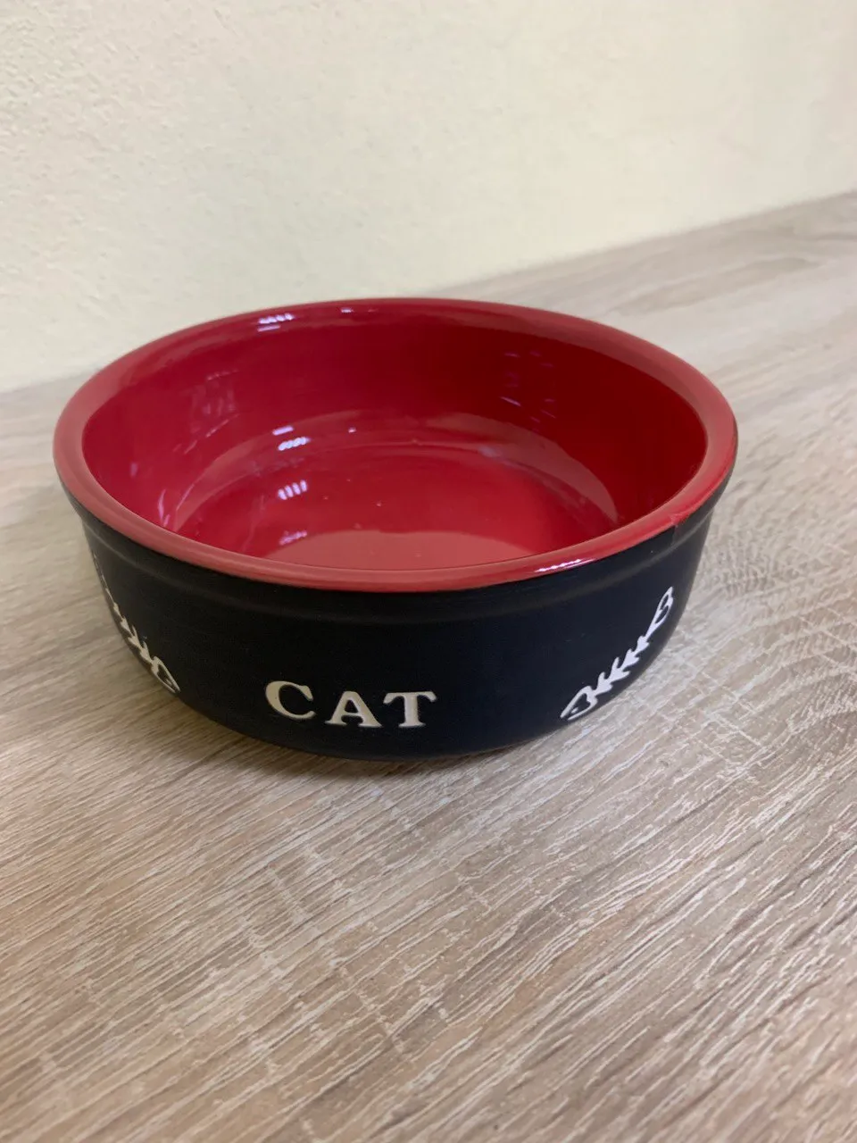 Н 73387 Миска керам. д/кота CAT чорно-червона 13,5*5см