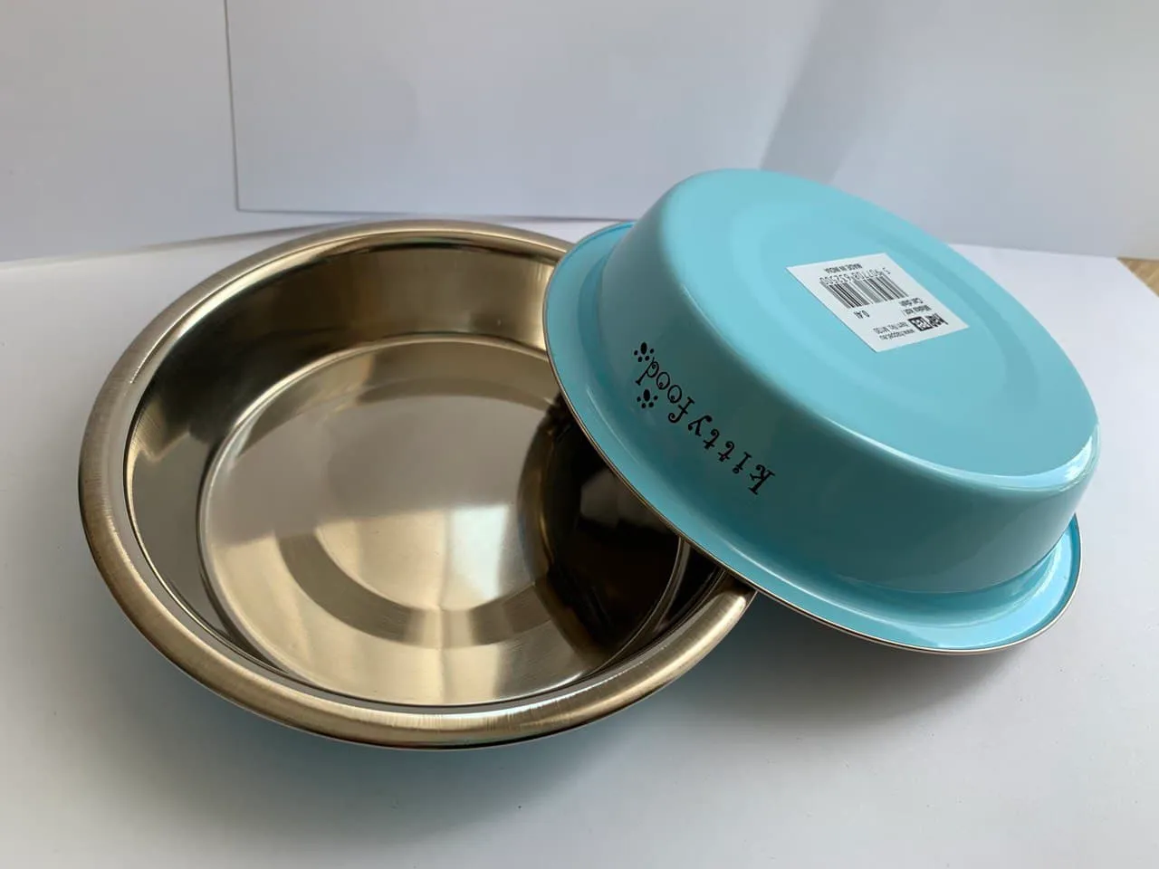 М 130 Миска металева для кота "Kitty Food" блакитна 0,3л