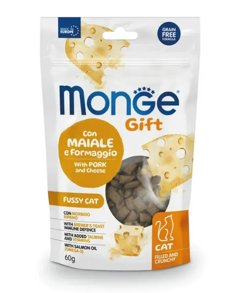 Ласощі для котів Monge Gift Pork/Cheese свинина/сир 60г 70085021