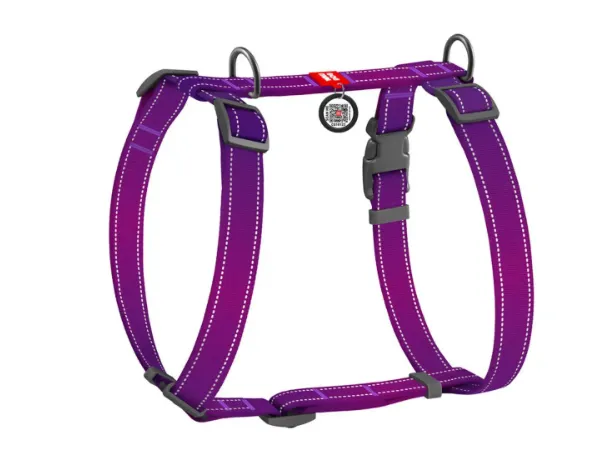 52719 Шлея WAUDOG Nylon Mono анатомічна Н-подібна з QR паспортом, пласт. фастекс S Ш 15мм А 30-40см В 30-50см фіолетова