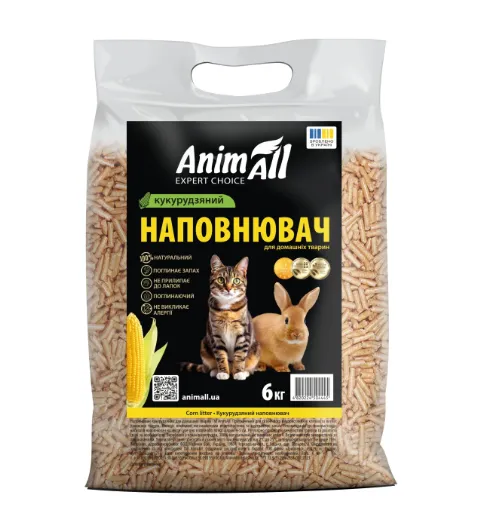 Наповнювач кукурудзяний Animall для туалетів домашніх тварин 6кг