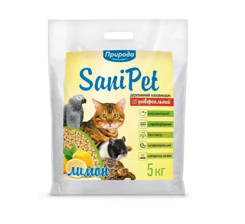 Наповнювач Природа Sani Pet деревний з аром. лимона 5кг