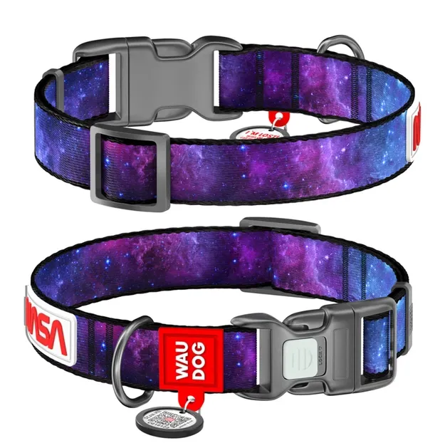4502-0148 Нашийник WAUDOG Nylon з QR паспортом, малюнок "NASA21", пласт. фастекс М Ш 20мм Д 24-40см — фото, характеристики, купити в «Живий Куток»