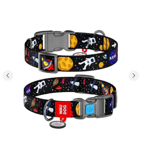 4750 Нашийник WAUDOG Nylon з QR-паспортом, пласт. фастекс, малюнок "NASA21" L Ш 25мм Д 31-49см 4503-0148