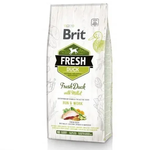 Brit Fresh Run & Work Duck with Millet Качка, пшоно (для активних собак) 2.5кг 170998