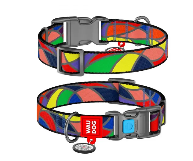 4576 Нашийник WAUDOG Nylon з QR паспортом, малюнок "Вітраж" (ширина 15мм, довжина 23-25см)
