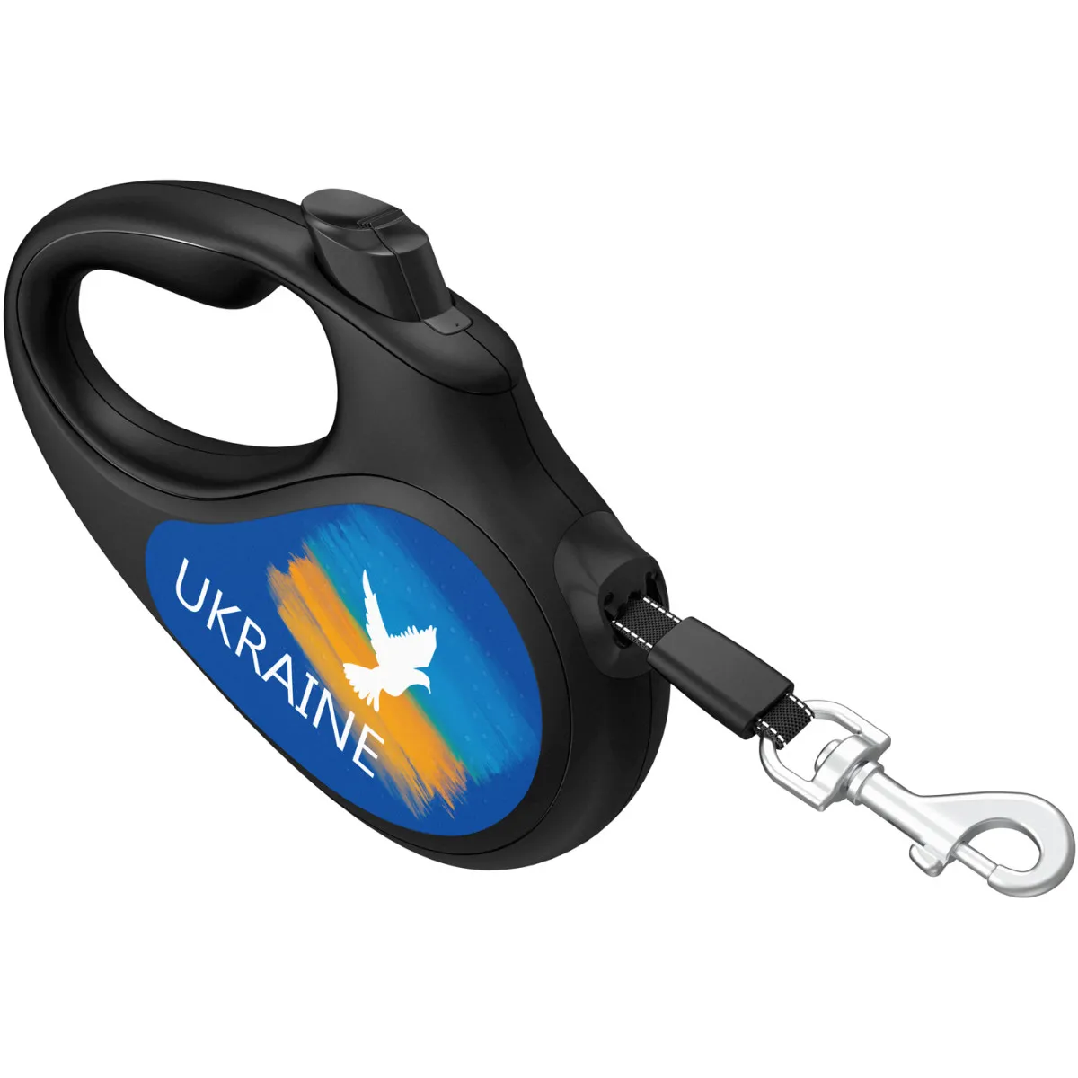 8125-0229-01 Повідець-рулетка WAUDOG R-leash малюнок "Прапор" M до 25кг, 5м світловідбив. стрічка, чорна