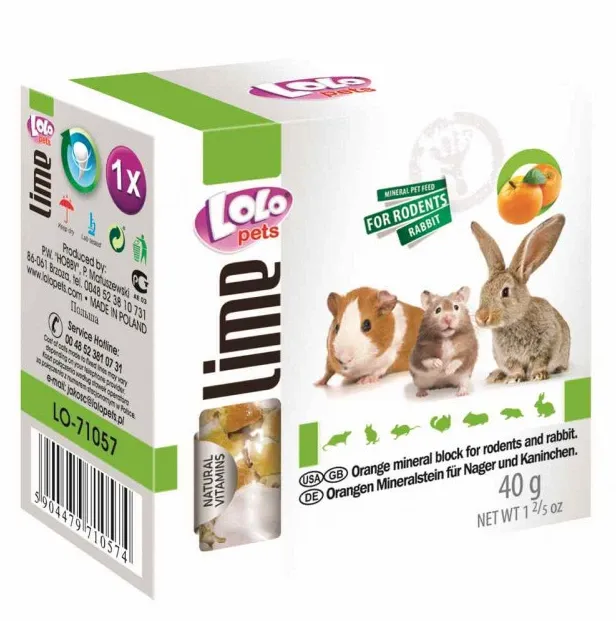 Мінеральний камінь для гризунів Lolopets апельсин 40г 71057