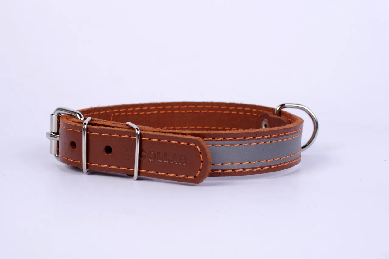 CoLLaR нашийник зі світловідбиваючою стрічкою (коричневий), W 25 мм, L 38-50 см