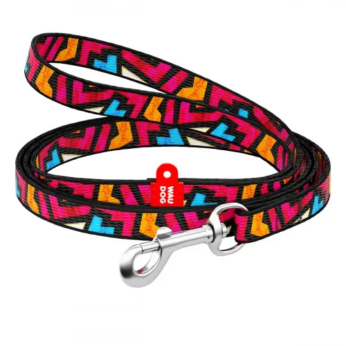 5244 Повідець WAUDOG Nylon малюнок "Графіті" (ширина 10см, довжина 122см)