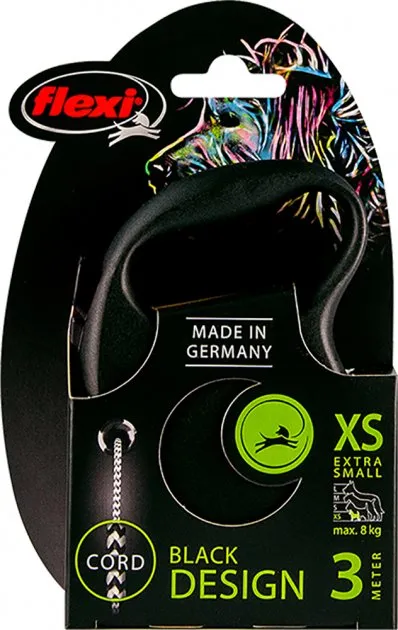 33203 Повідець-рулетка Black Design XS трос 3м/8кг сріблястий