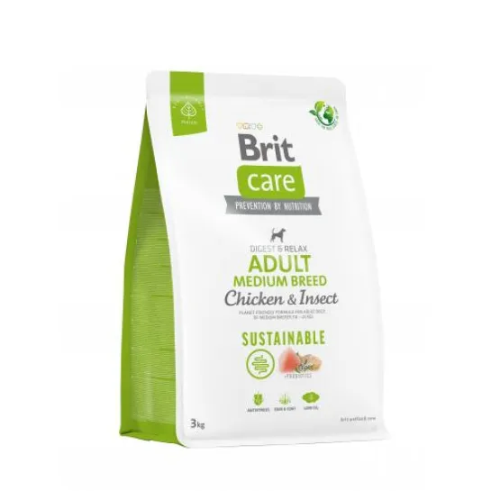 Brit Care Sustainable Adult Medium Breed Chicken & Insect Курка & комахи (для собак від 10 до 25кг) 3кг