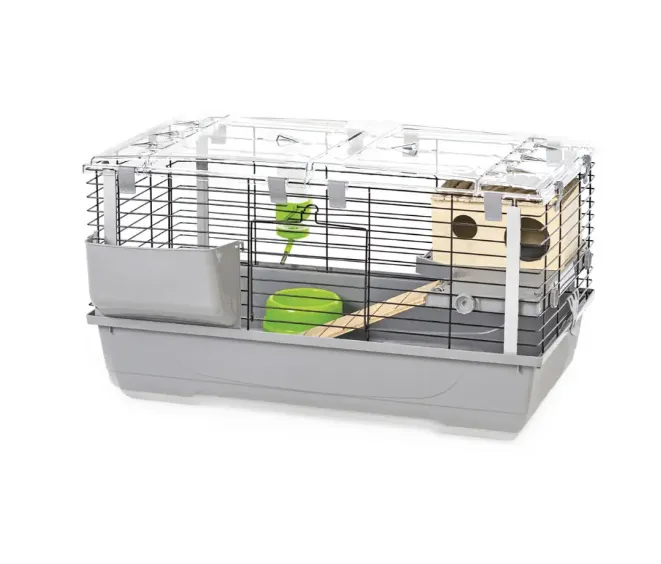 Клітка для гризунів EVA VIP GREY/BLACK з дерев'яним будиночком 79x45x52см