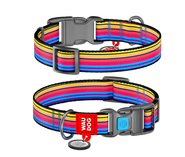 4781 Нашийник WAUDOG Nylon з QR паспортом, малюнок "Лінія 1" (ширина 15мм, довжина 23-35см)