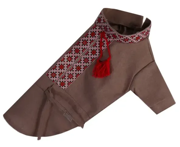 Вишиванка з китицями коричнева 3 RUB-59/3