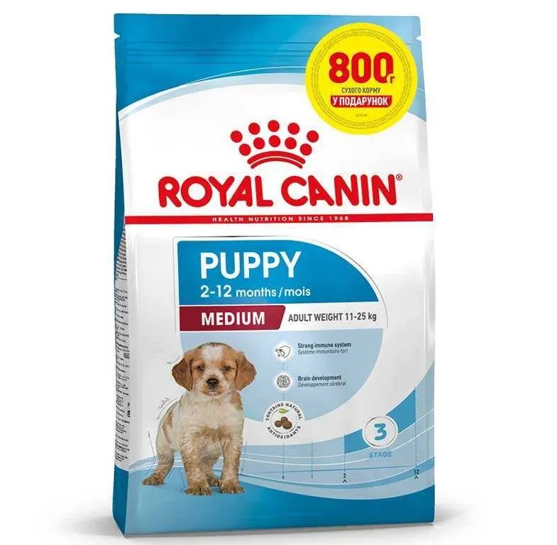 Royal Canin, Medium Puppy 3.2+800кг