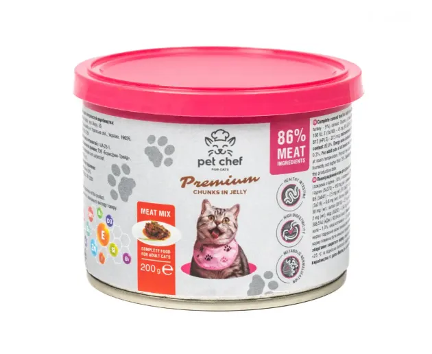 Корм для котів Pet Chef паштет з м'ясним асорті 200г