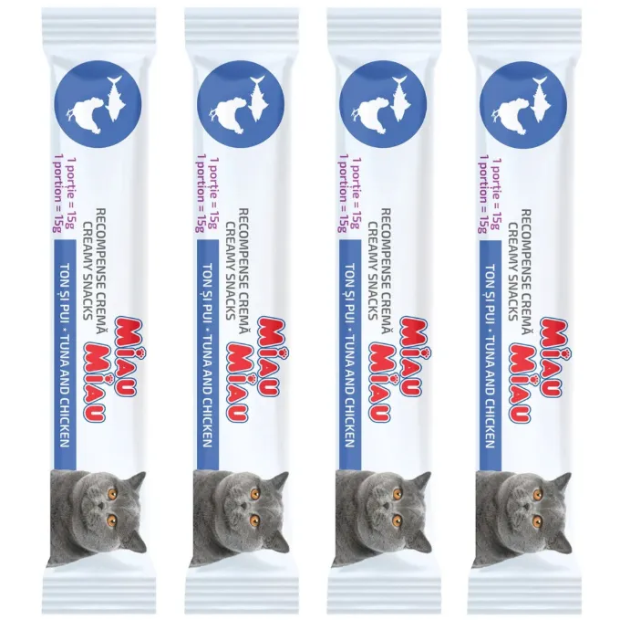 Miau Miau Tuna and Chicken крем-паста для котів з тунцем та куркою 4*15г